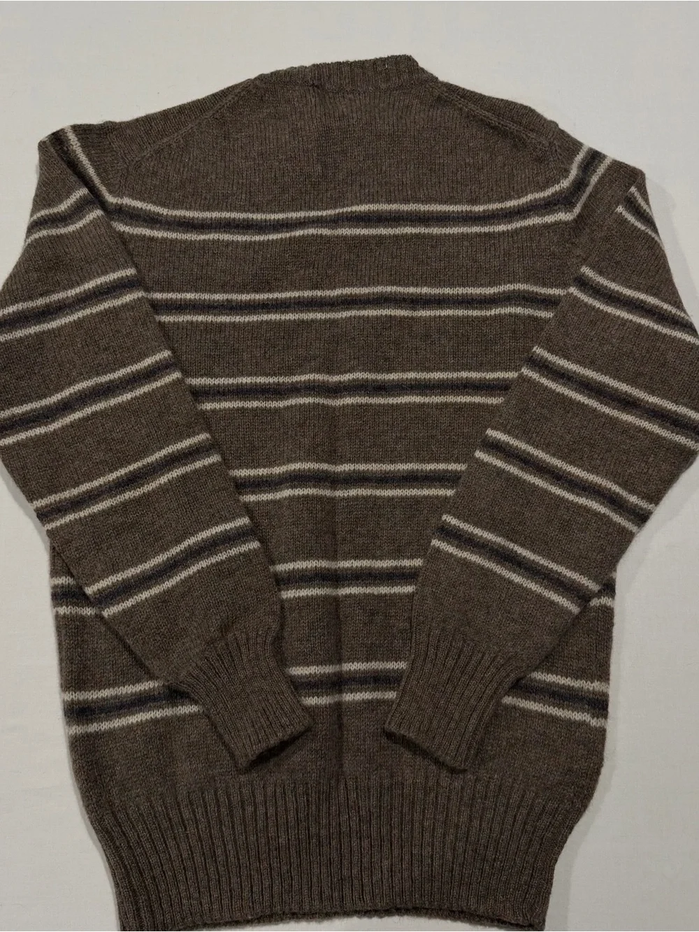 Rare NWT Vintage 1980s Woolrich 100% Shetland Wool Sweater Mens L Taupe Stripe